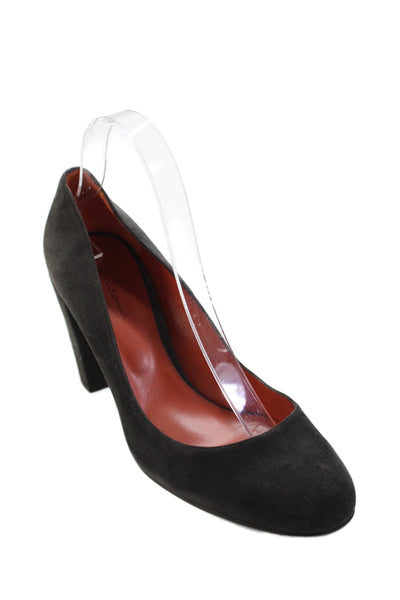 Santoni Womens Suede Pump Round Toe Slip-On High Heels Gray Size 7.5