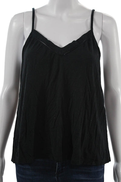Eberjey Women Basic Camisole Black Linen V-Neck Sleeveless Size M