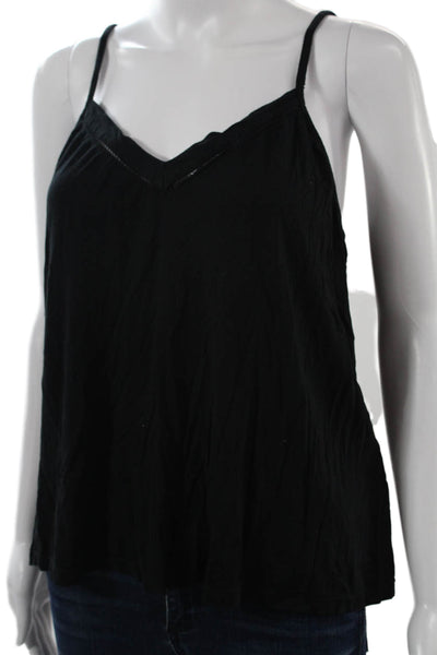 Eberjey Women Basic Camisole Black Linen V-Neck Sleeveless Size M