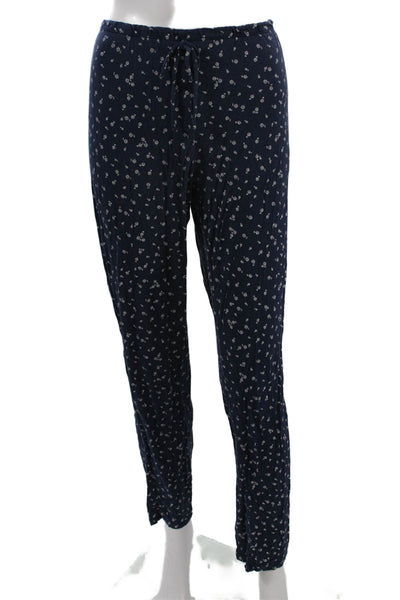 Eberjey Womens Floral Drawstring Pants Dark Blue Modal Spandex Size M