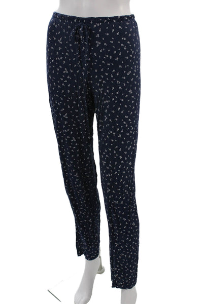 Eberjey Womens Floral Drawstring Pants Dark Blue Modal Spandex Size M