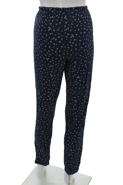 Eberjey Womens Floral Drawstring Pants Dark Blue Modal Spandex Size M