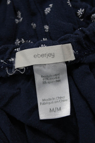 Eberjey Womens Floral Drawstring Pants Dark Blue Modal Spandex Size M