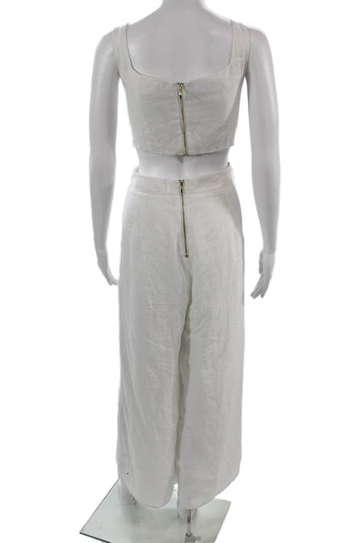 Sancia Womens Jumpsuit White V Neck Sleeveless Rayon Size M