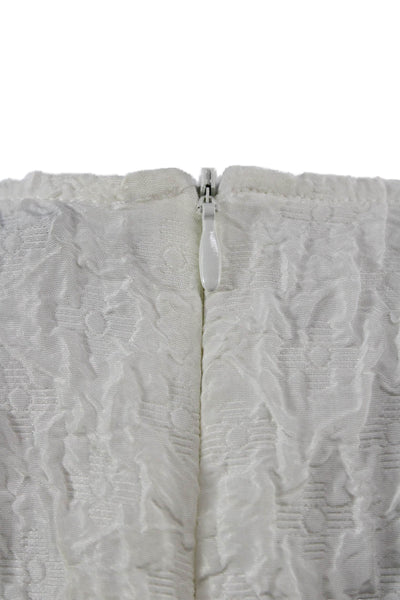 Zara Womens White Round Neck 3/4 Sleeve Classic Blouse Zip Size M