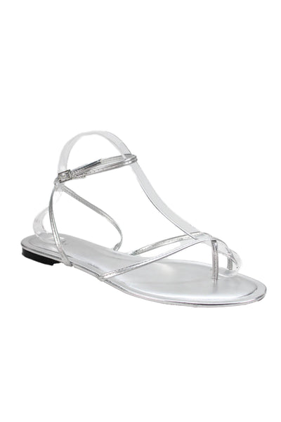 Zara Womens Round Toe Adjustable Buckled Ankle Strap Sandals Silver Size 10
