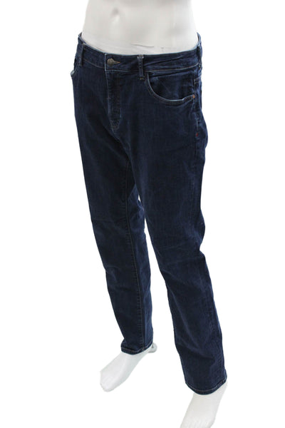 Warp + Weft Mens Straight Dark Blue Jeans Cotton Blend Button Size 35