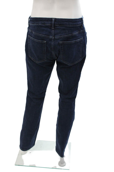 Warp + Weft Mens Straight Dark Blue Jeans Cotton Blend Button Size 35