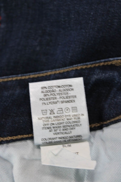 Warp + Weft Mens Straight Dark Blue Jeans Cotton Blend Button Size 35