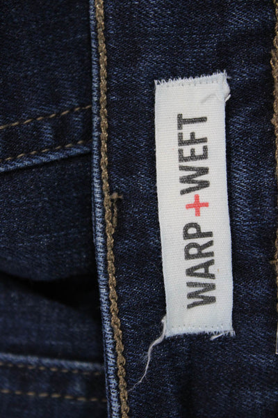 Warp + Weft Mens Straight Dark Blue Jeans Cotton Blend Button Size 35
