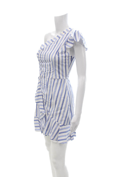Parker Womens Mini Sundress White Striped 100% Cotton Zip Short Sleeve Size 0