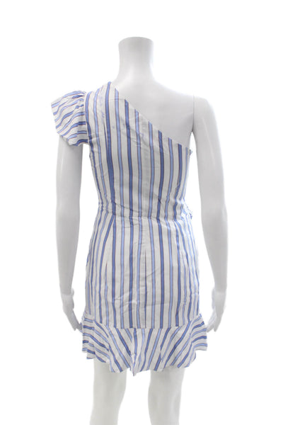 Parker Womens Mini Sundress White Striped 100% Cotton Zip Short Sleeve Size 0