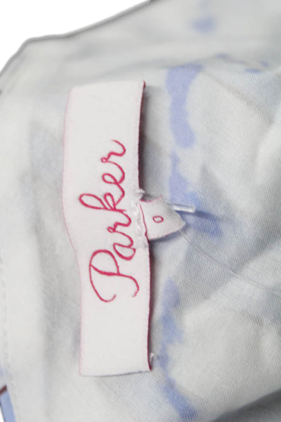 Parker Womens Mini Sundress White Striped 100% Cotton Zip Short Sleeve Size 0