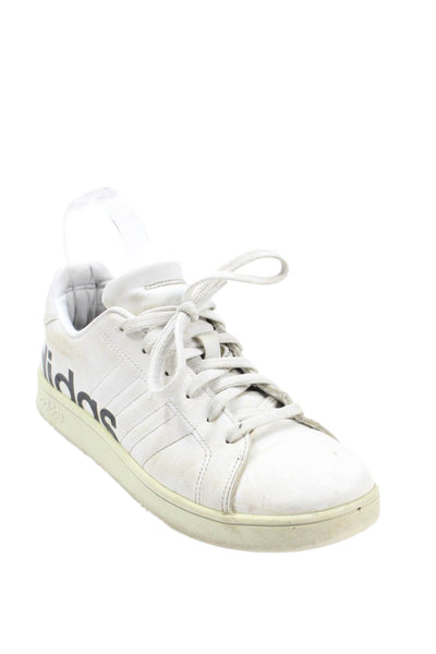 Adidas Womens Lace Up Round Toe Side Logo Low Top Sneakers White Leather Size 4