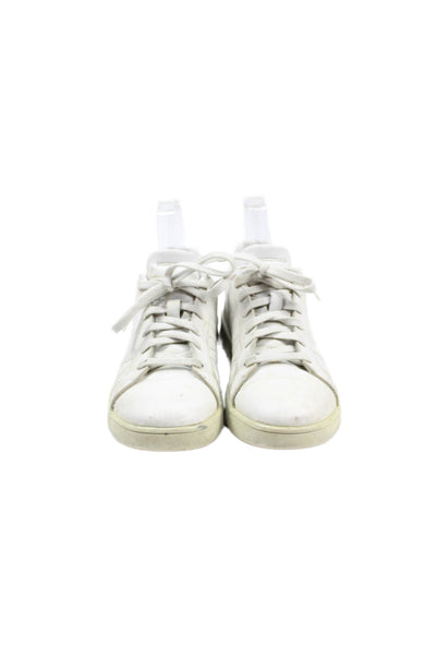 Adidas Womens Lace Up Round Toe Side Logo Low Top Sneakers White Leather Size 4