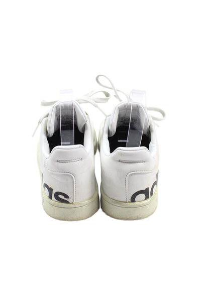 Adidas Womens Lace Up Round Toe Side Logo Low Top Sneakers White Leather Size 4