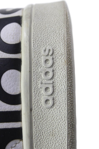 Adidas Womens Lace Up Round Toe Side Logo Low Top Sneakers White Leather Size 4
