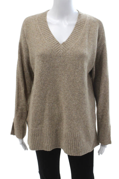 Rachel Zoe Unisex Beige V Neck Pullover Long Sleeve Designer Size XS