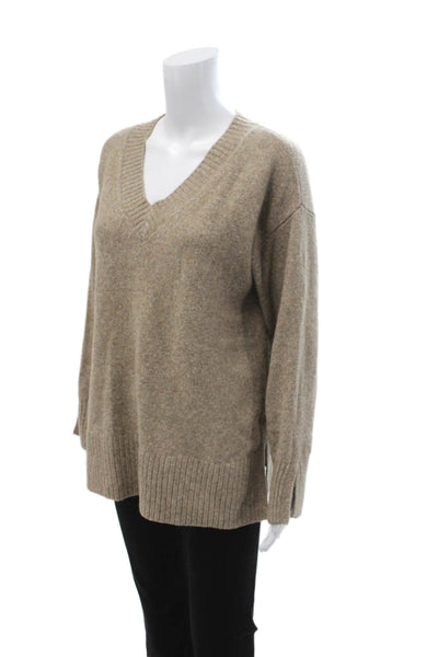 Rachel Zoe Unisex Beige V Neck Pullover Long Sleeve Designer Size XS