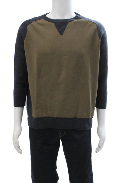 Theory Mens Dark Gray Crew Neck Pullover Sweater 3/4 Sleeve Size L