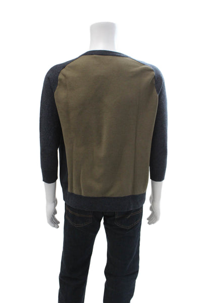 Theory Mens Dark Gray Crew Neck Pullover Sweater 3/4 Sleeve Size L