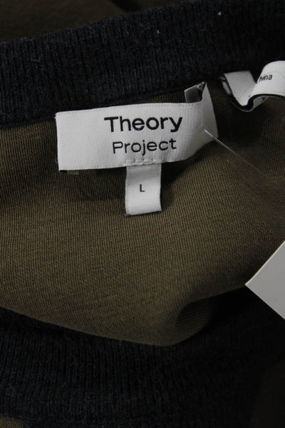 Theory Mens Dark Gray Crew Neck Pullover Sweater 3/4 Sleeve Size L