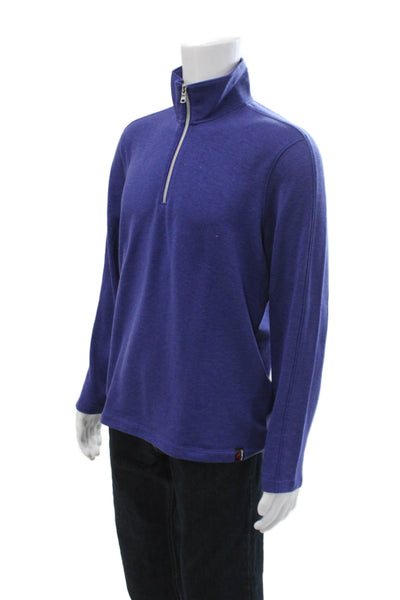 Banana Republic Men Pullover Sweater Blue Mock Neck Zip Long Sleeve Size M