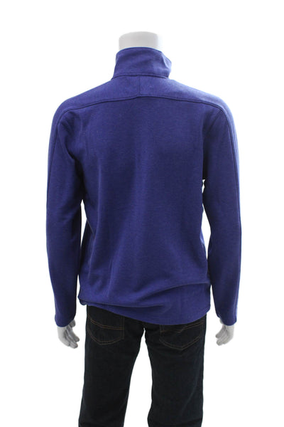 Banana Republic Men Pullover Sweater Blue Mock Neck Zip Long Sleeve Size M