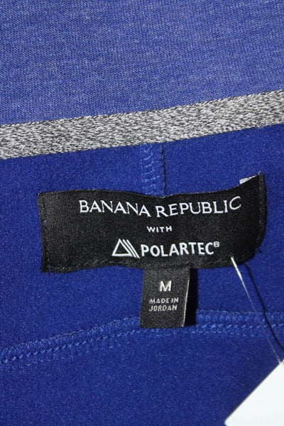 Banana Republic Men Pullover Sweater Blue Mock Neck Zip Long Sleeve Size M