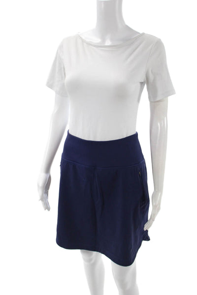 Athleta Women Dark Blue Skort Short Solid Nylon Spandex Size XL