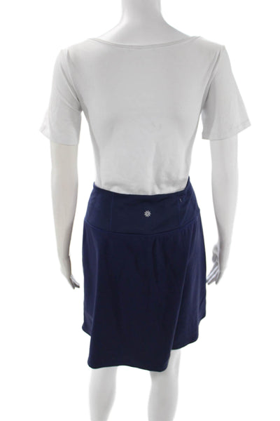 Athleta Women Dark Blue Skort Short Solid Nylon Spandex Size XL
