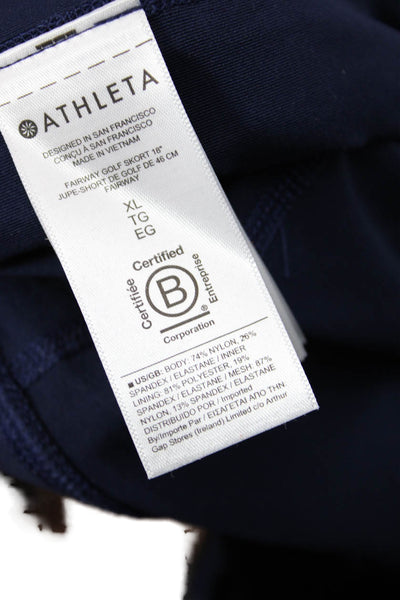 Athleta Women Dark Blue Skort Short Solid Nylon Spandex Size XL