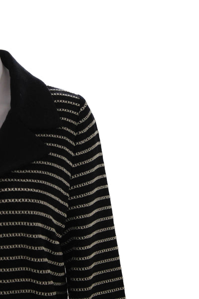 St. John Collection Unisex Black Striped Wool Blend Cardigan Button Size 12