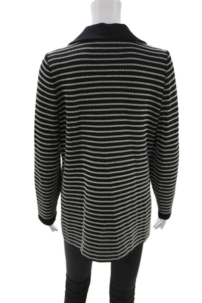 St. John Collection Unisex Black Striped Wool Blend Cardigan Button Size 12