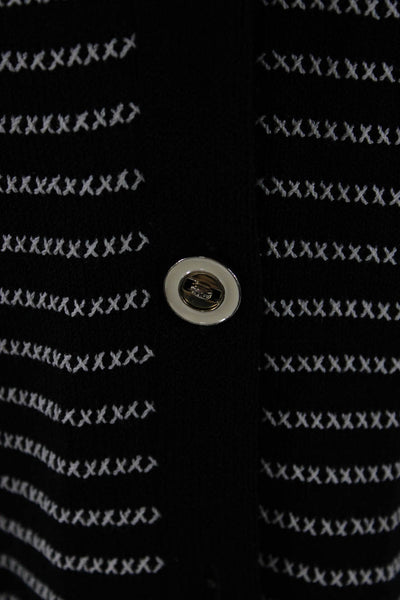 St. John Collection Unisex Black Striped Wool Blend Cardigan Button Size 12