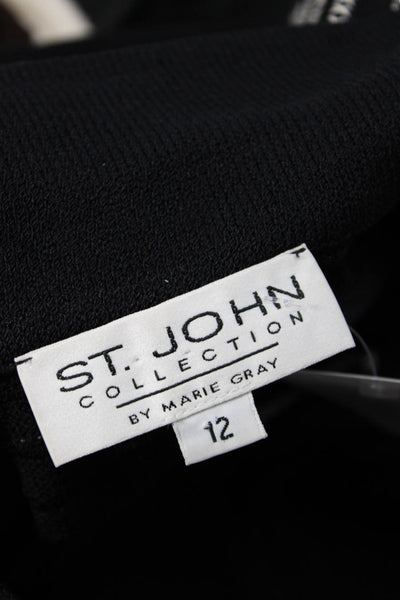 St. John Collection Unisex Black Striped Wool Blend Cardigan Button Size 12