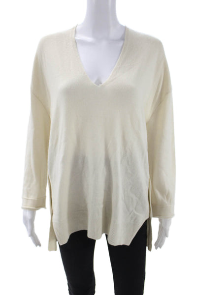 Inhabit Unisex Pullover 100% Cashmere V-Neck Beige Long Sleeve Size M
