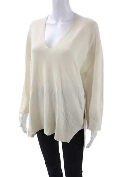 Inhabit Unisex Pullover 100% Cashmere V-Neck Beige Long Sleeve Size M