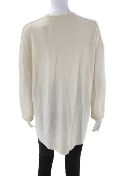 Inhabit Unisex Pullover 100% Cashmere V-Neck Beige Long Sleeve Size M