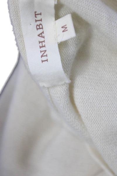 Inhabit Unisex Pullover 100% Cashmere V-Neck Beige Long Sleeve Size M
