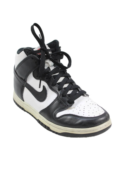 Nike Boys Round Toe Leather High Top Trainer Sneakers Black/White Size 6