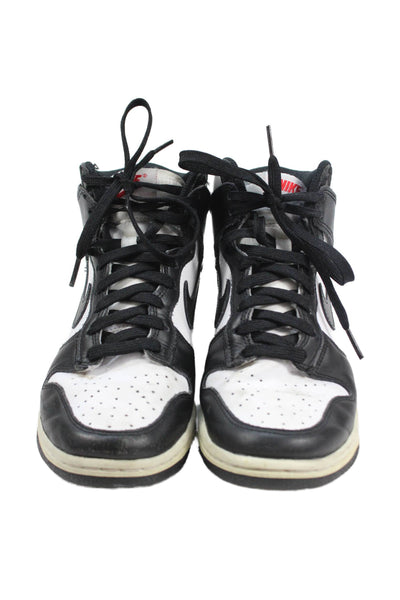 Nike Boys Round Toe Leather High Top Trainer Sneakers Black/White Size 6