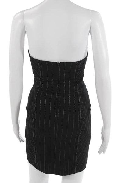 Zara Womens Bodycon Mini Dress Black Striped Polyester Sleeveless Zip Size XS