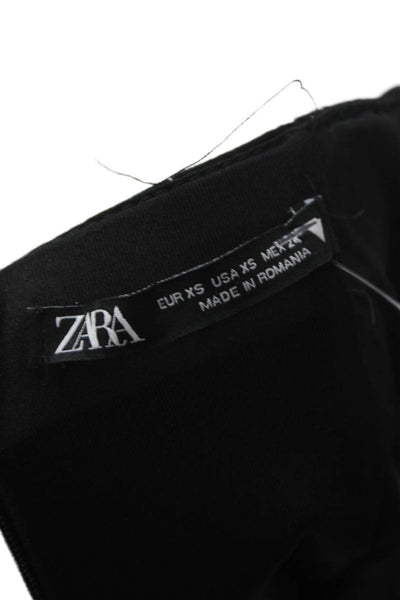 Zara Womens Bodycon Mini Dress Black Striped Polyester Sleeveless Zip Size XS