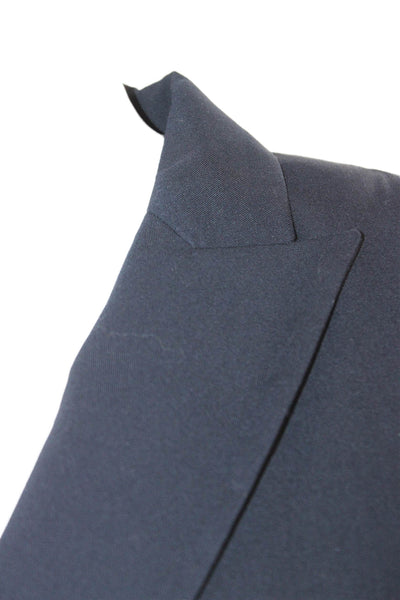 Zara Unisex Blazer Dark Blue Collared Long Sleeve Button Solid Size XS