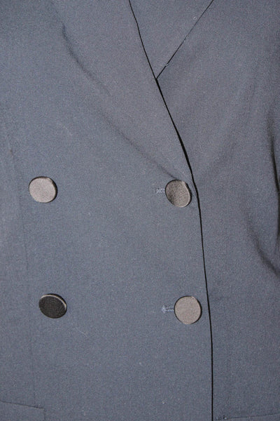 Zara Unisex Blazer Dark Blue Collared Long Sleeve Button Solid Size XS
