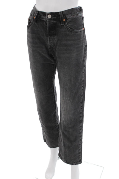 Levis Mens Cropped Straight Dark Gray Mid Rise Button Cotton Jeans Size 26