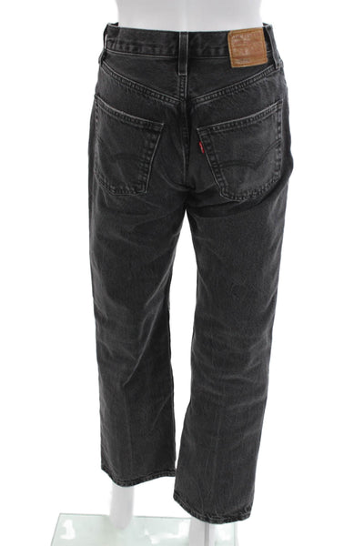 Levis Mens Cropped Straight Dark Gray Mid Rise Button Cotton Jeans Size 26
