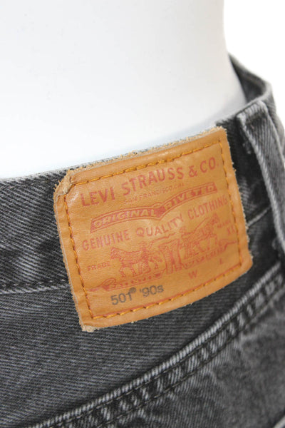 Levis Mens Cropped Straight Dark Gray Mid Rise Button Cotton Jeans Size 26