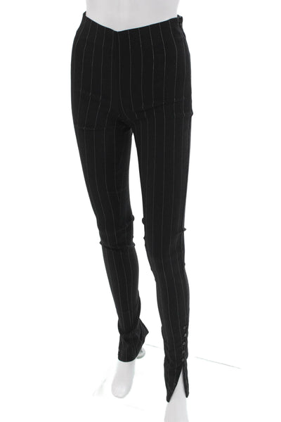 Zara Womens Dress Pants Black Striped Poly Blend Button Inseam 34 Size XS